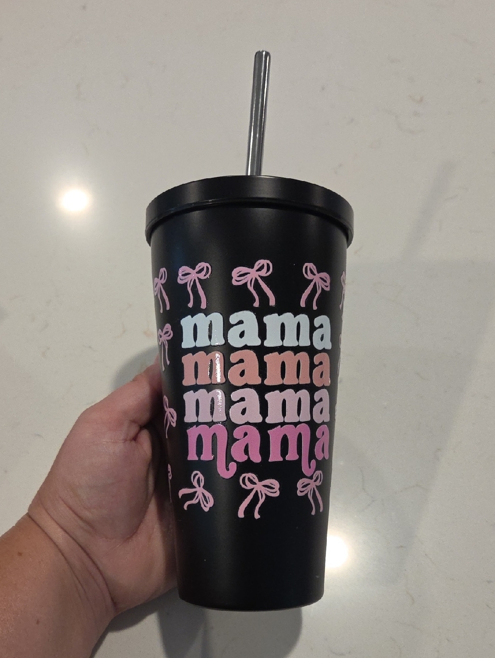 Celebrate It Black Tumbler with White Label